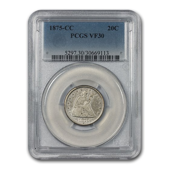 1875-CC Twenty Cent Piece VF-30 PCGS 1875-CC Twenty Cent Piece VF-30 PCGS